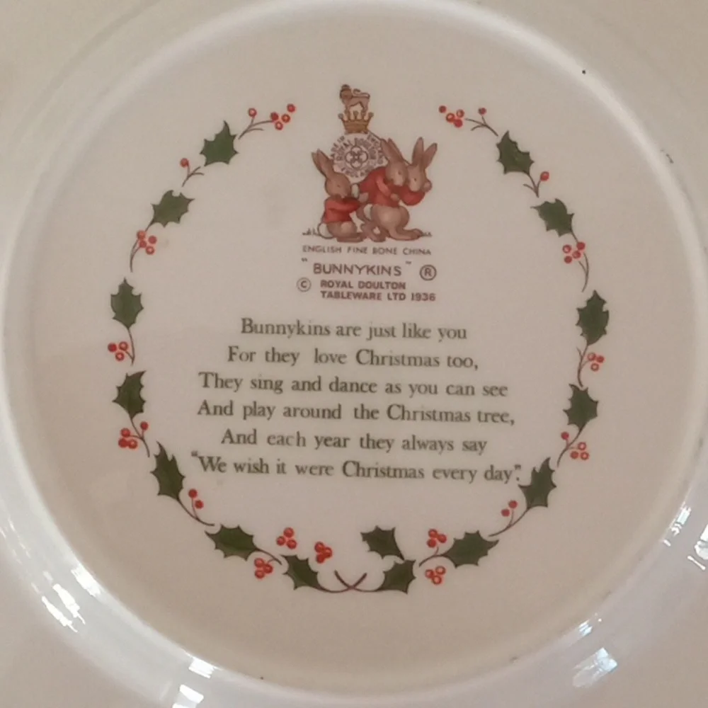 Royal Doulton Bunnykins Bone China Christmas Plate And Cup Set